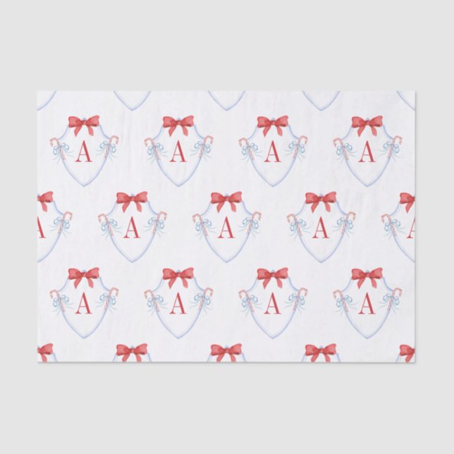 Papel De Seda Crest de Canas de Arco Monograma com Aquarela (Frente )