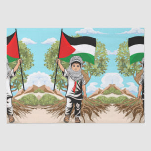 Papel De Seda Criança com Keffiyeh Palestine Flag e Olive Tree