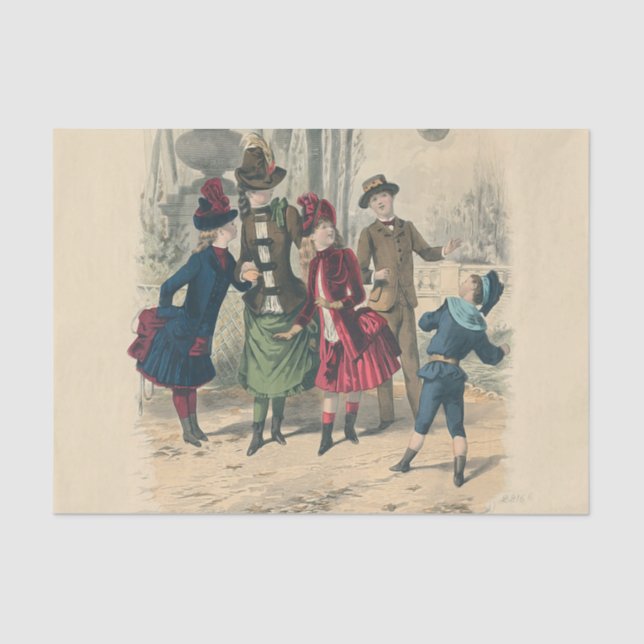 Papel De Seda Crianças Antigas Familiares Vitorianas (Frente )