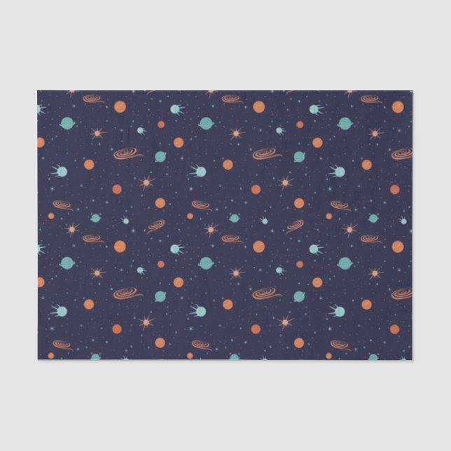 Papel De Seda Crianças Atirando Espaço Profundo Estrelas Planeta (Frente )