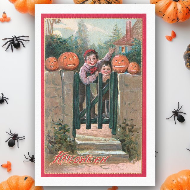 Papel De Seda Crianças bonitas de vinheta com abóboras de Hallow (Criador carregado)