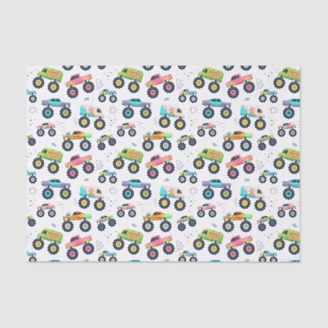 Papel De Seda Crianças Carro De Roda Grande E Caminhões (Frente )