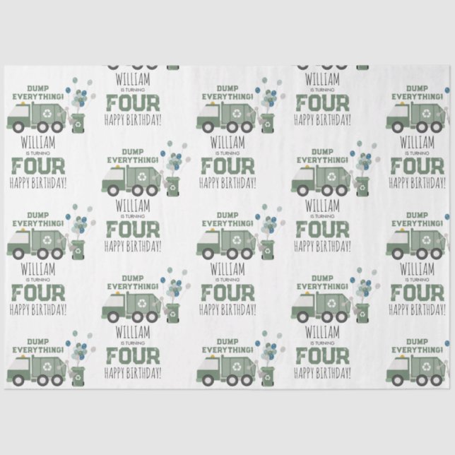 Papel De Seda Crianças de caminhoneiros com Reciclagem verde ele (Frente )