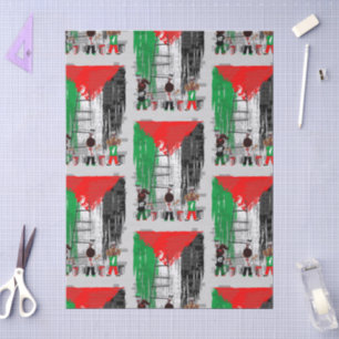 Papel De Seda Crianças de Gaza Pintando a Bandeira da Palestina 