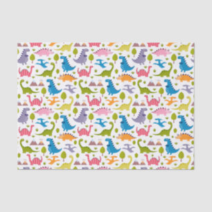 Papel De Seda Crianças Dinossauros Coloridos Bonitos