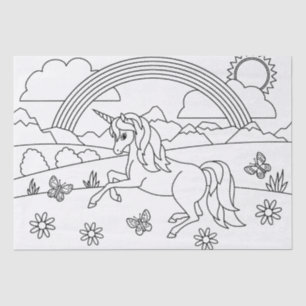 Papel De Seda Crianças Me Colorem Unicórnio Arco-Íris