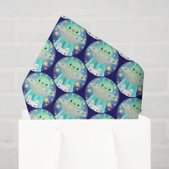 Papel De Seda Criatura Espacial Bonita E Coelho Coelho (Sacola de presentes)