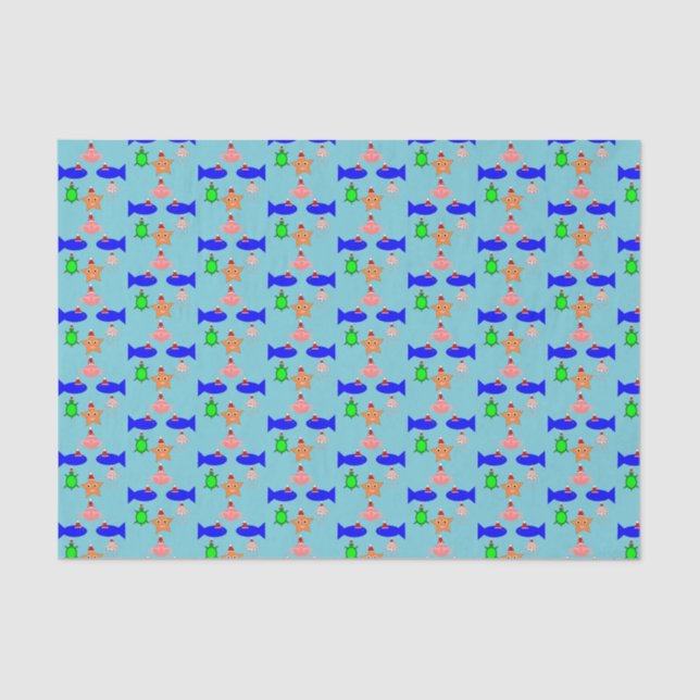 Papel De Seda Criaturas do Mar de Natal (Frente )