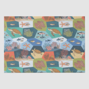 Papel De Seda Criaturas subaquáticas Collage Design