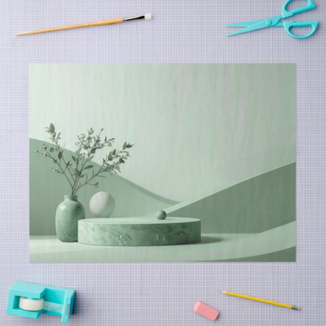 Papel De Seda Crie Seu Próprio Padrão Listrado de Verde Salvia e (Arte )