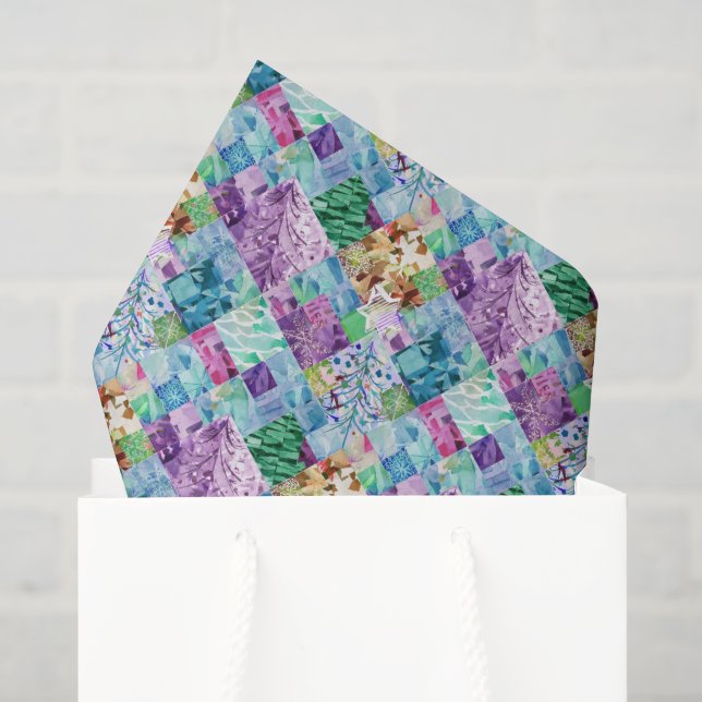 Papel De Seda Crie Sua Própria Árvore de Natal em Patchwork (Sacola de presentes)