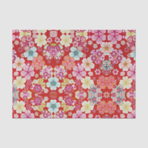 Papel De Seda Crimson Floral Chirimen