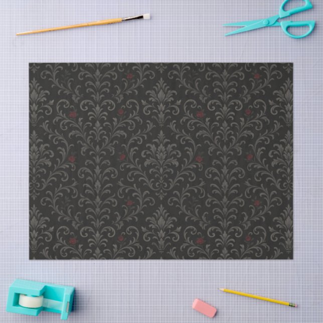 Papel De Seda Crimson Nocturne Bloom Victorian (Arte )