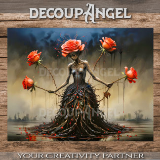 Papel De Seda Crimson Roses Rising Decoupage