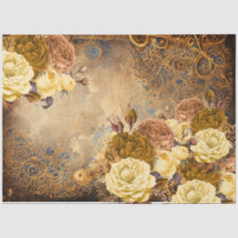 Papel De Seda Crio Com Flores OFDT- Decoupage-Steampunk