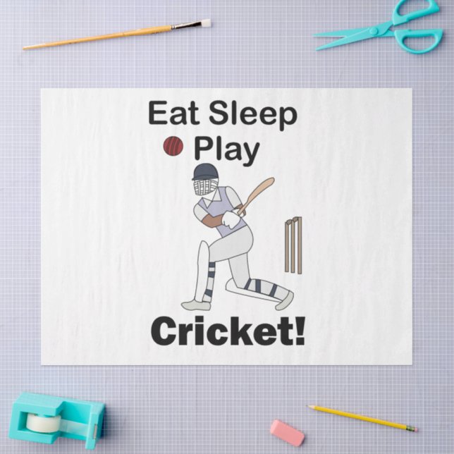 Papel De Seda Críquete Esportes Comer Dormir Jogar Críquete (Arte )
