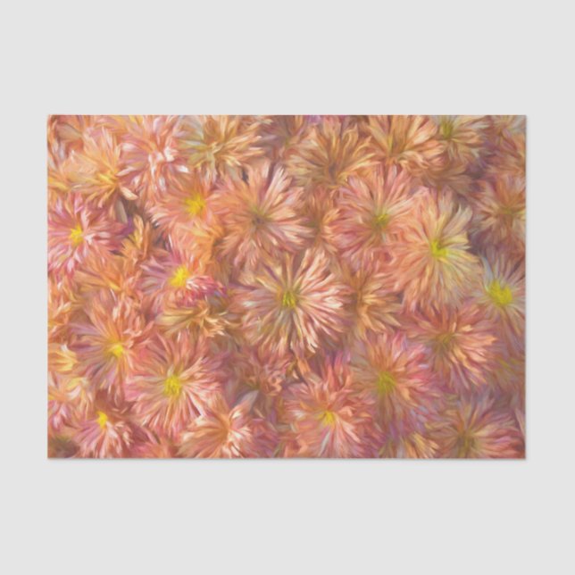 Papel De Seda Crisântemo Flor Rosa Amarela Decoupage Bonito (Frente )
