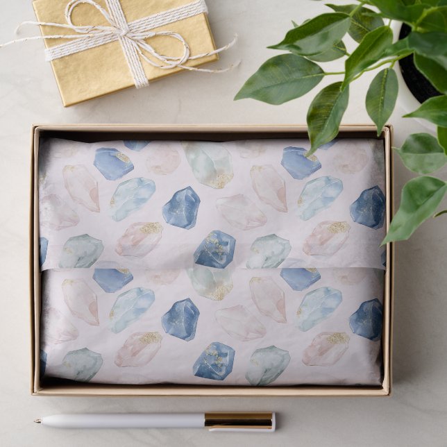 Papel De Seda Cristais de Quartzo Rosa Lápis-Lazúli (Presente)