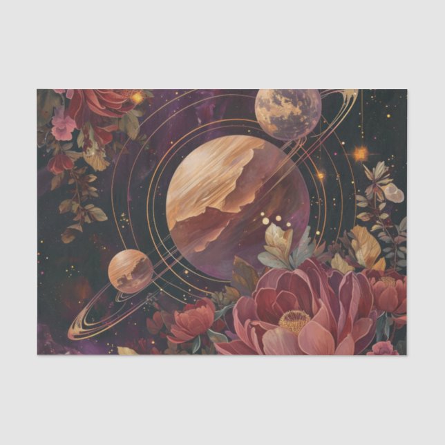 Papel De Seda Cristal Planetário Nebulosa Celeste Roxo (Frente )