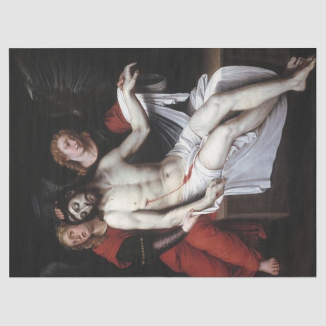 Papel De Seda Cristo do morto suportado por dois anjos (Ribalta) (Frente )