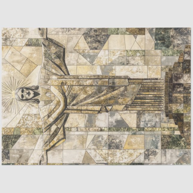 Papel De Seda Cristo do Mosaico de Dissociação da Estátua Redeem (Frente )