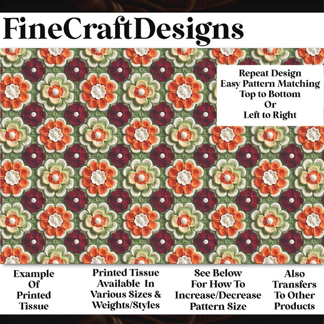 Papel De Seda Crochet Knit Granny Square Patterno BP1 Decoupage (Criador carregado)