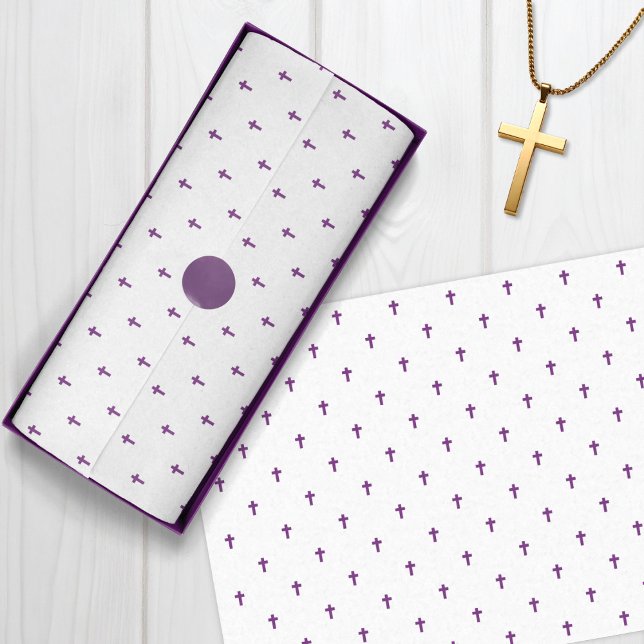 Papel De Seda Cruzes - Roxo (Crosses - Purple Tissue Paper)