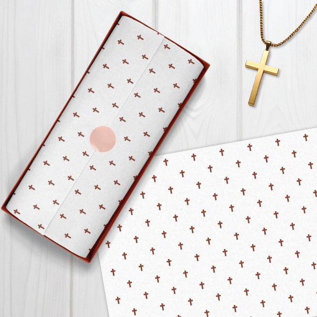 Papel De Seda Cruzes - Vermelho Escuro (Crosses - Dark Red Tissue Paper)