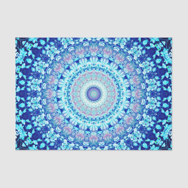 Papel De Seda Crystal Blue Shiny Mandala (Frente )