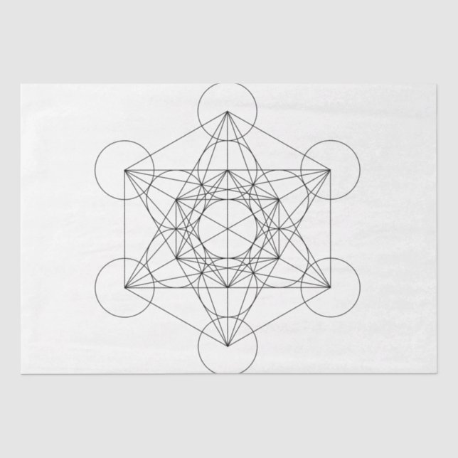 Papel De Seda Cubo de Metatron Preto e Branco (Frente )