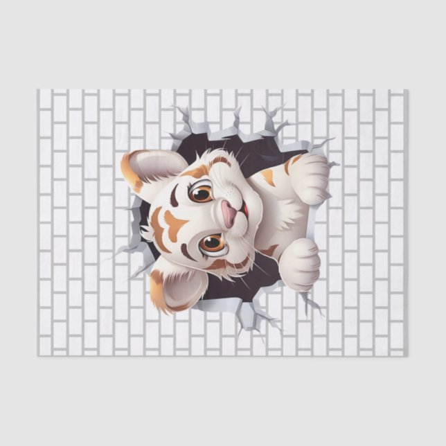 Papel De Seda Cubo de Tigre Bonito Fazendo Descamação (Frente )