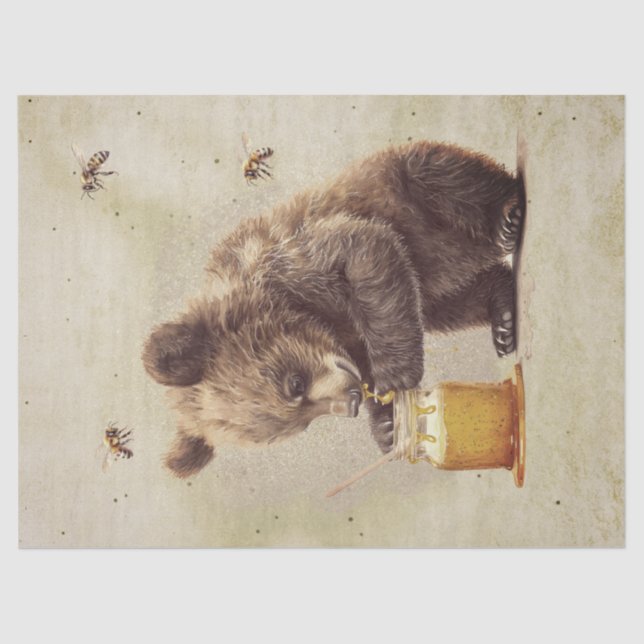 Papel De Seda Cubo Urso com Abelhas (Frente )