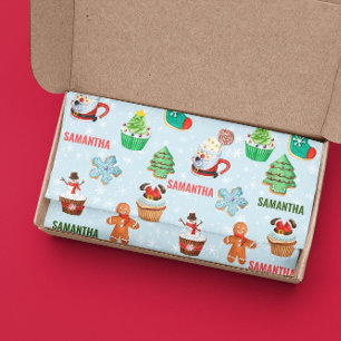 Papel De Seda Cupcake de Cookies de Natal de Nome Personalizado