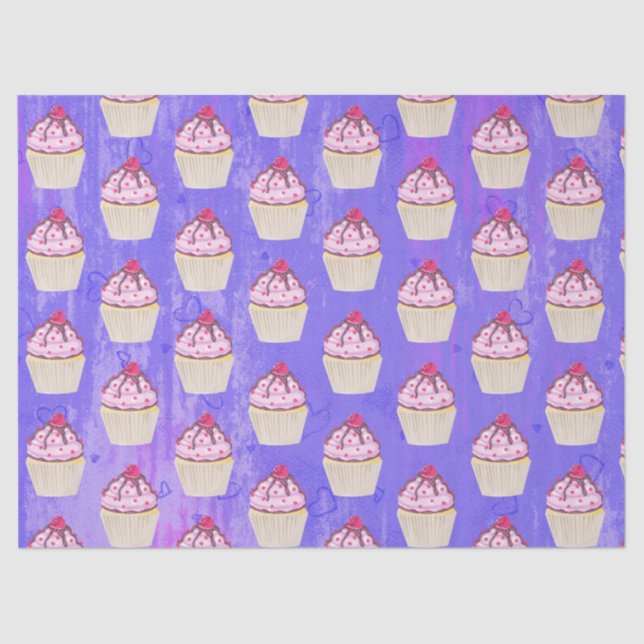 Papel De Seda Cupcake doce com framboesa no topo (Frente )