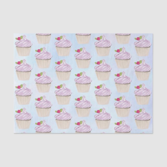 Papel De Seda Cupcake rosa delicioso Berry no topo (Frente )