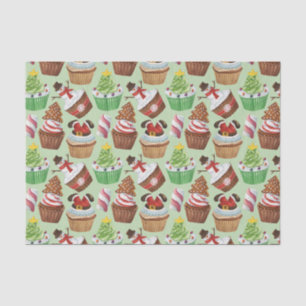 Papel De Seda Cupcakes de Natal com Aquarela
