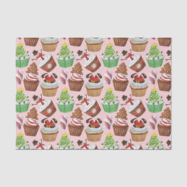 Papel De Seda Cupcakes de Natal com Aquarela