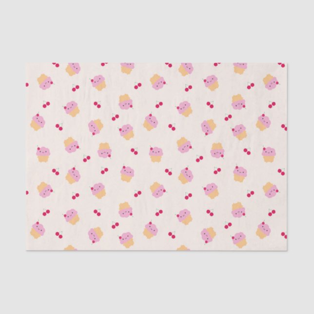 Papel De Seda Cupcakes e cerejas (Frente )