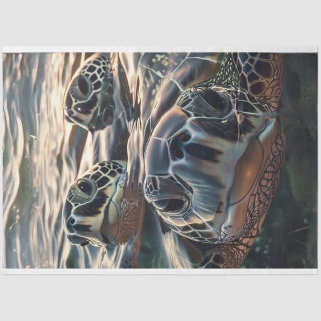 Papel De Seda Curios Trio Tartarugas da Desnutação Profunda (Frente )