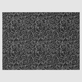 Papel De Seda Curvas de Rolagem Brancas em Preto