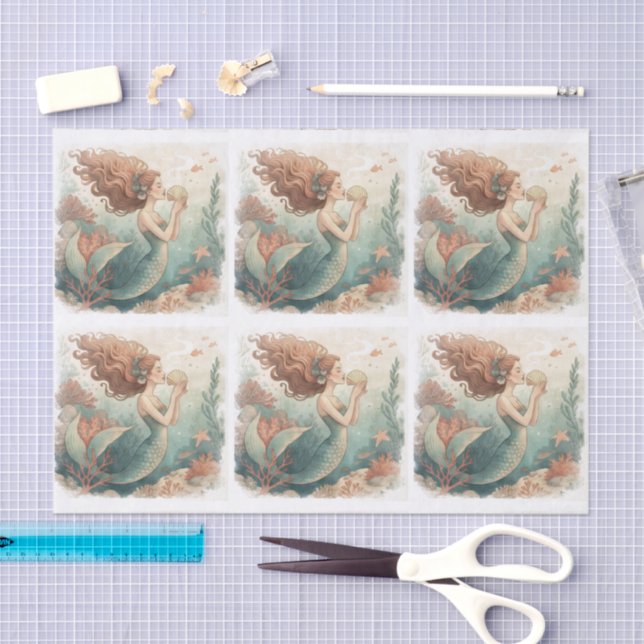 Papel De Seda Custom designed tissue paper MERMAID (Arte )