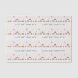 Papel De Seda Customizable Confetti & Cake Birthday