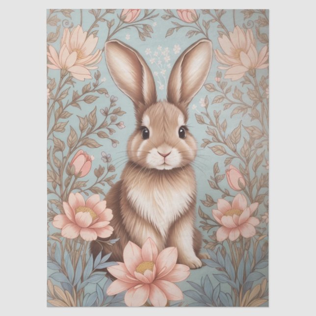 Papel De Seda Cute Baby Bunny Pastel Floral  (Frente )