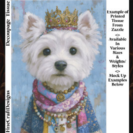 Papel De Seda Cute Boho Royal Westie Dog, Crown EV7 Decoupage