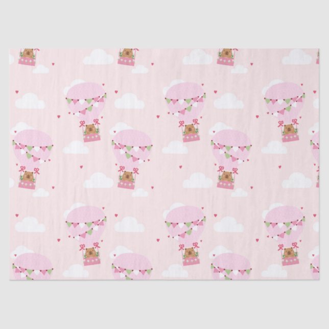 Papel De Seda Cute Capybara Hot Air Balloon (Frente )