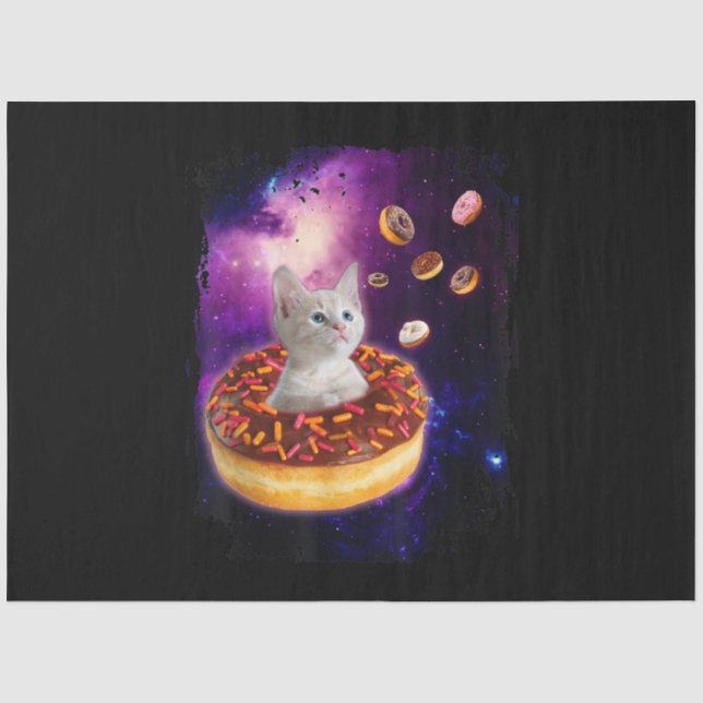 Papel De Seda Cute Cat Inside Donut In Space Kitty Lovers (Frente )