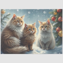 Papel De Seda Cute Christmas Cats Tissue Paper