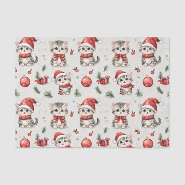 Papel De Seda Cute Christmas Kittens  (Frente )