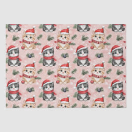 Papel De Seda Cute Christmas Kittens on Pink
