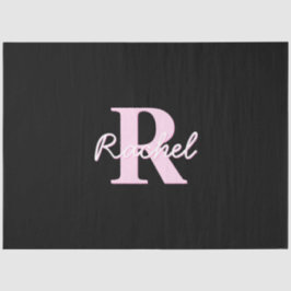 Papel De Seda Cute Customizable Monogram | Light Pink & Black